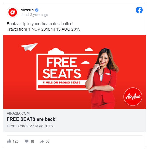 example of facebook ads for airasia